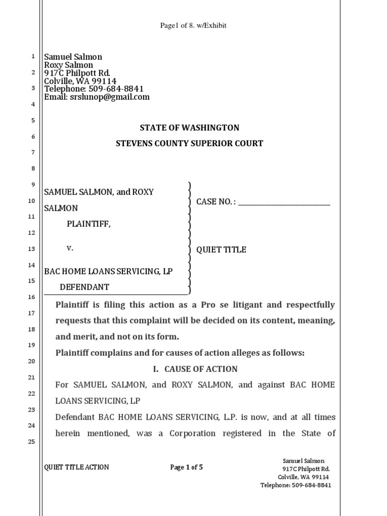 Quiet Title Deed Of Trust (Real Estate) Lawsuit