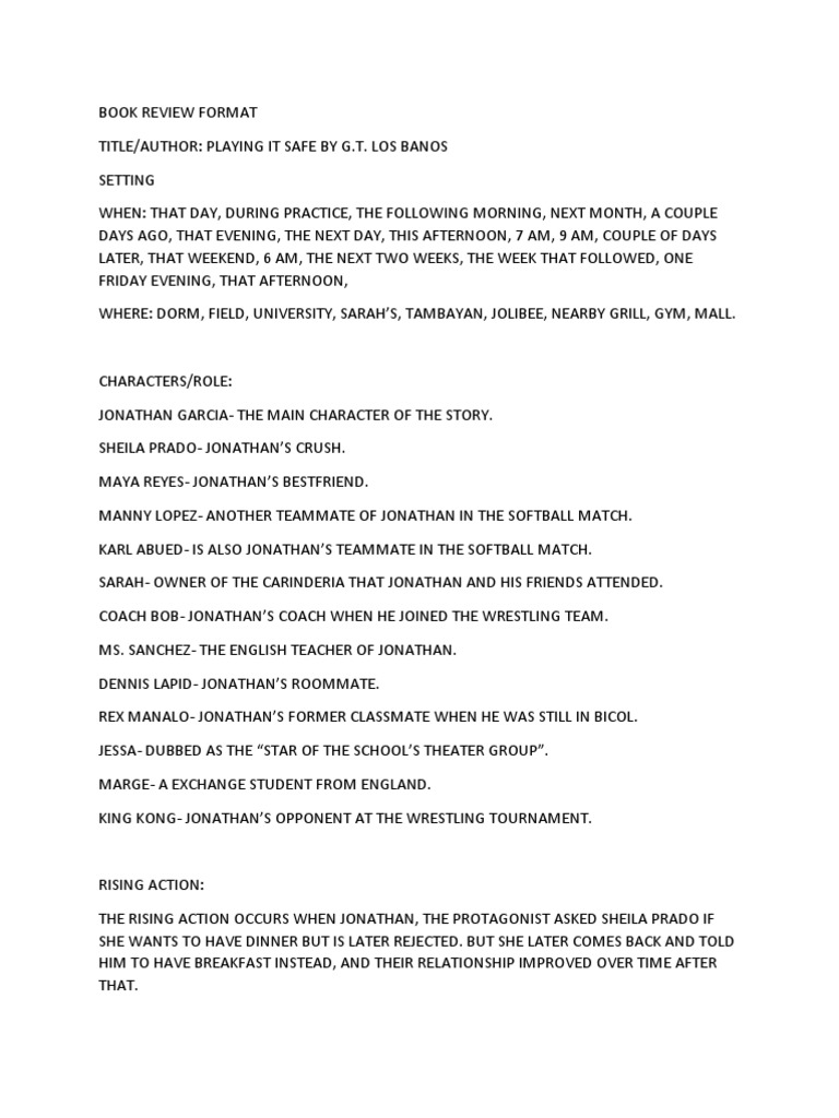 Book Review Format Pdf