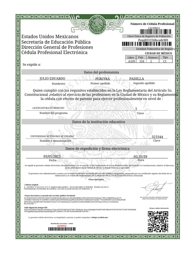 Dirección General de Profesiones PDF