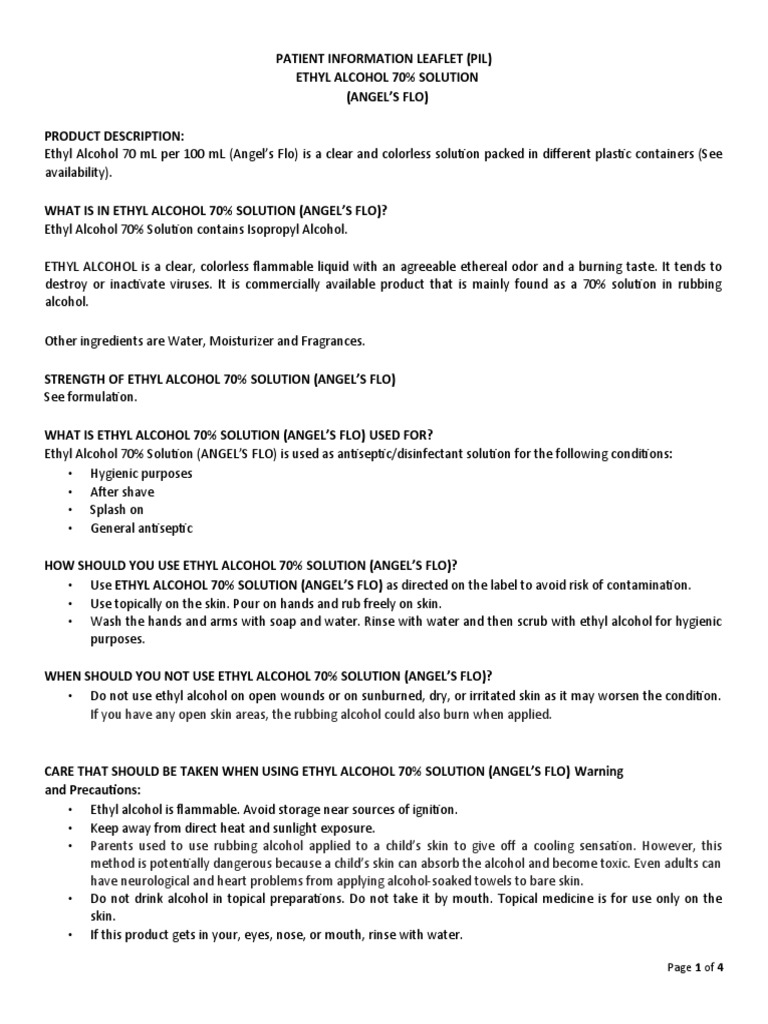 Pil Ethyl Alcohol PDF Ethanol Topical Medication