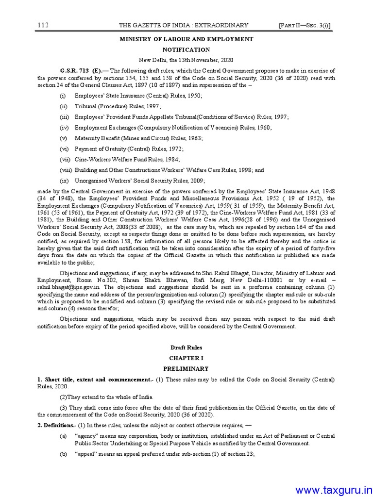 Draft code on social security central rules 2020 pdf economies
