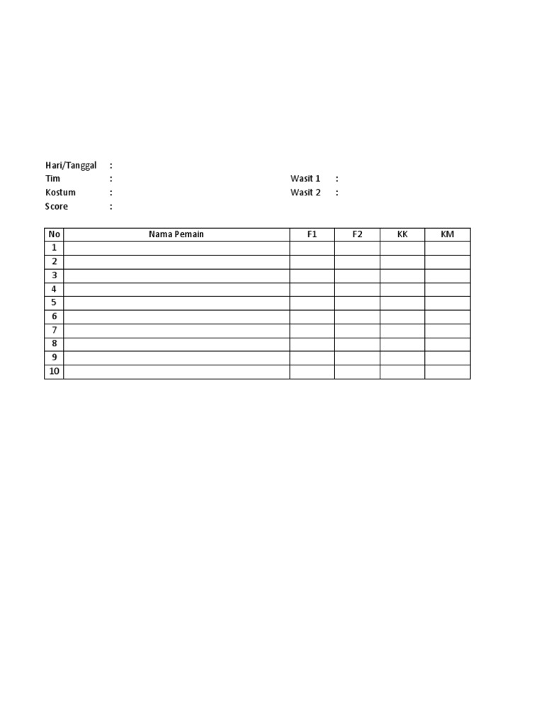 Scoresheet 1 | PDF