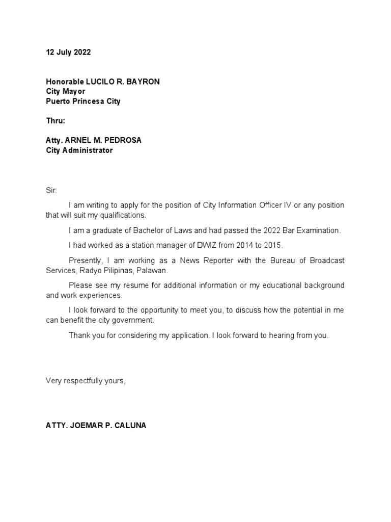 Letter Kel Mar Mayor Bayron | PDF | Career & Growth | Social Science