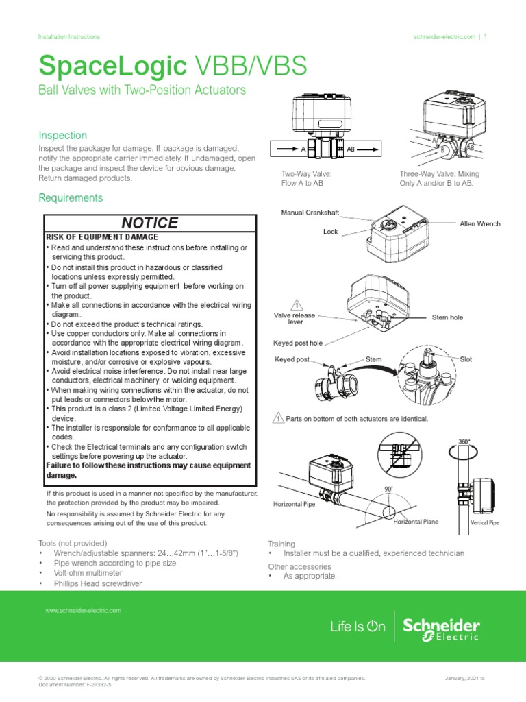 Spacelogic VBB/VBS: Notice | PDF | Valve | Switch