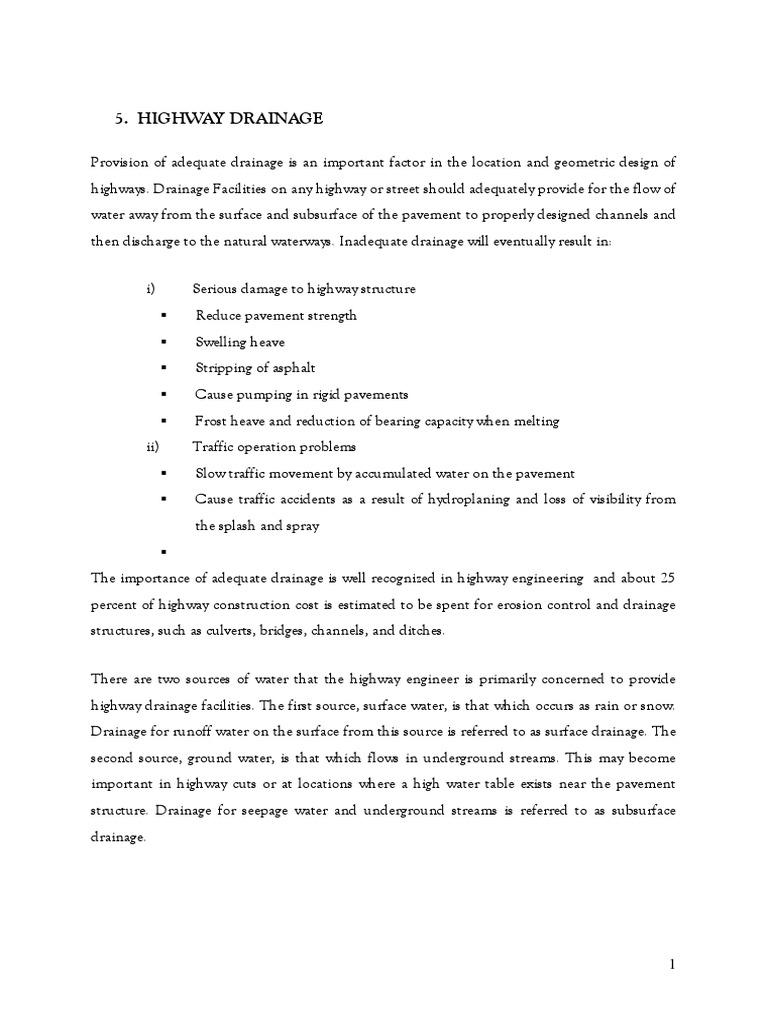 Importance of Highway Drainage Design | PDF | Discharge (Hydrology) | Flood