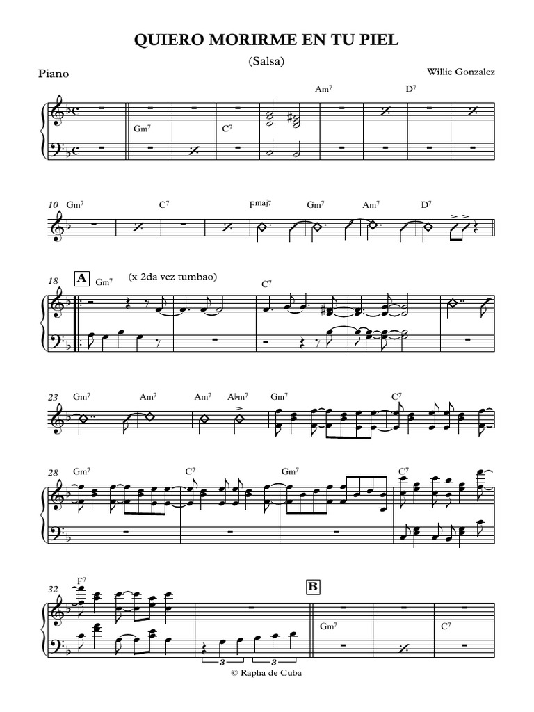 Quiero Morirme en Tu Piel Piano PDF
