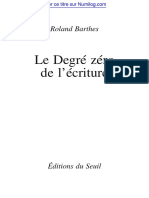 Le Degré Zéro de L'écriture: Roland Barthes