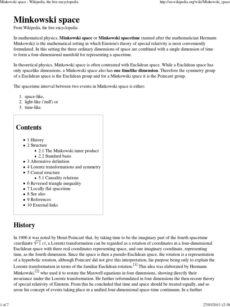 Notes On Minowski Space | PDF | Philosophy