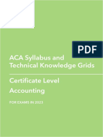 ACA Syllabus Handbook Certificate Level Accounting 2023