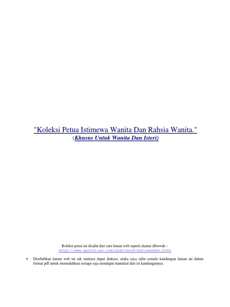 Koleksi Petua Istimewa Wanita
