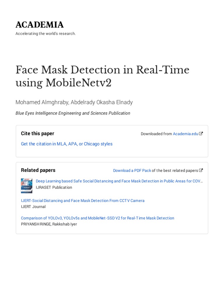 Face Mask Detection in RealTime Using PDF Learning
