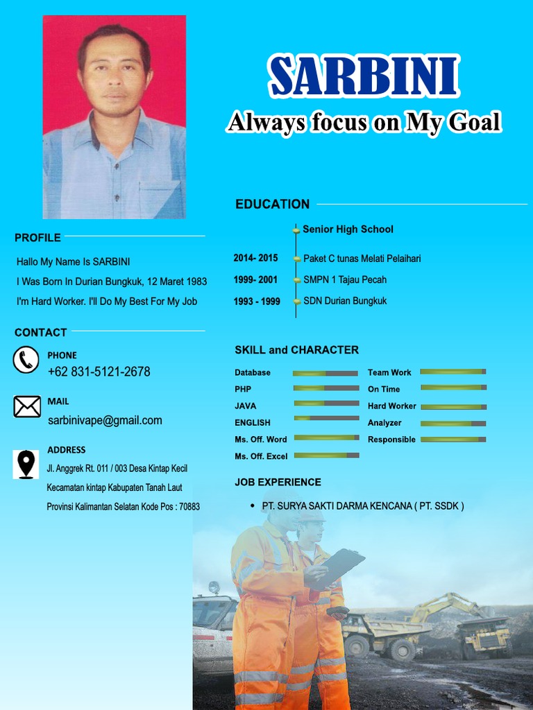 Profil Sarbini: Pekerja Keras dari Kalimantan | PDF