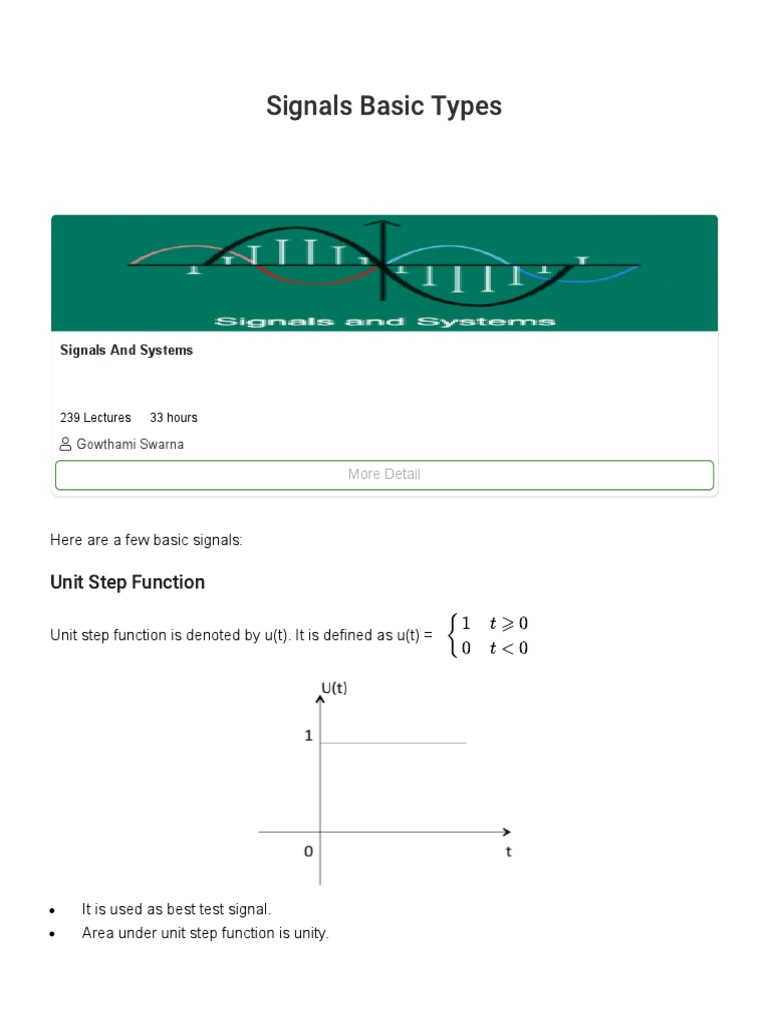 Signals Basic Types PDF Mathematical Analysis Mathematical Physics