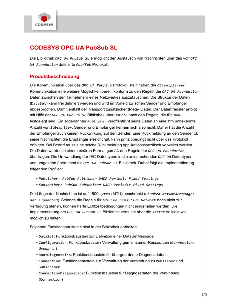 CODESYS OPC UA PubSub SL - de | PDF
