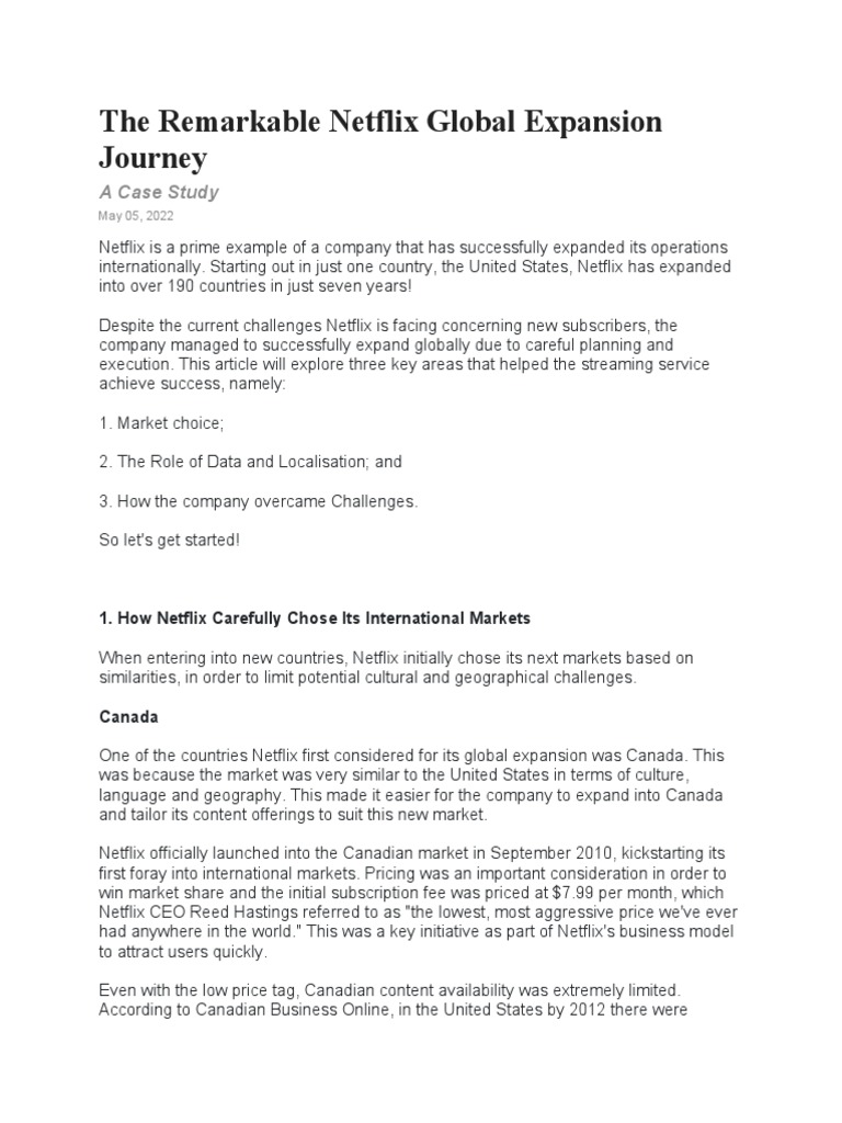 Netflix's Global Expansion Strategy Explained | PDF | Netflix | Latin ...