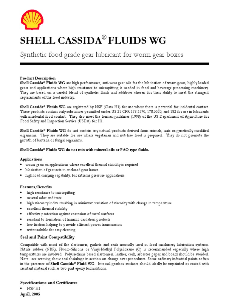 Cassida WG | PDF | Lubricant | Chemical Substances