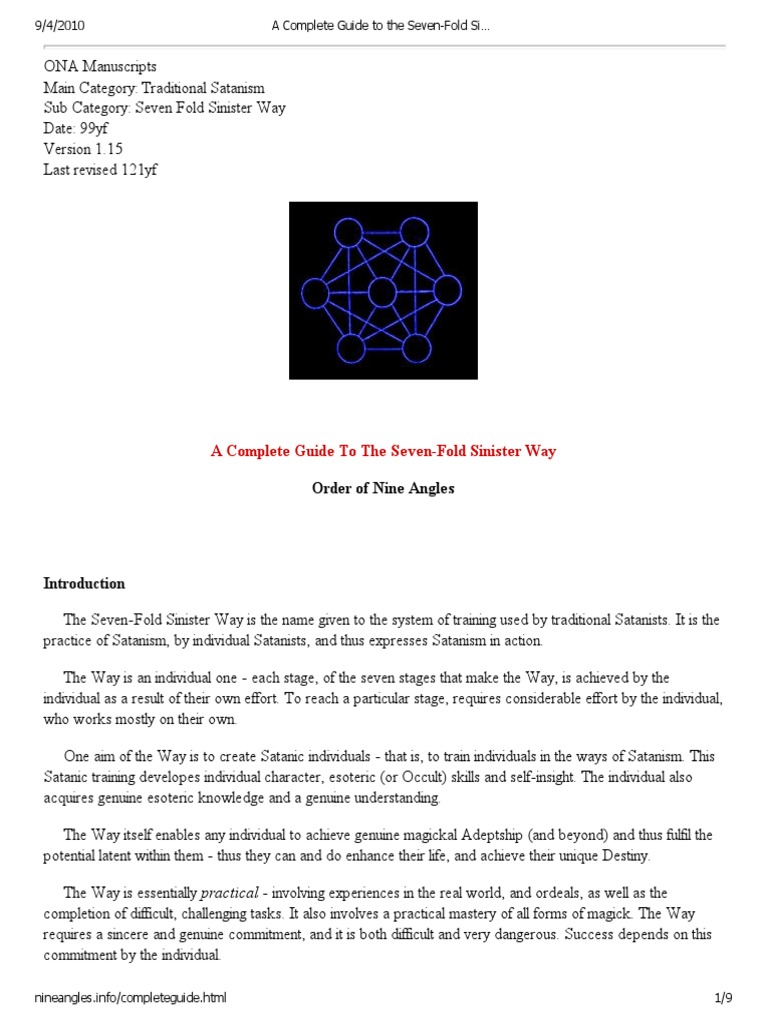 Seven-Fold Sinister Way Guide | PDF | Satanism