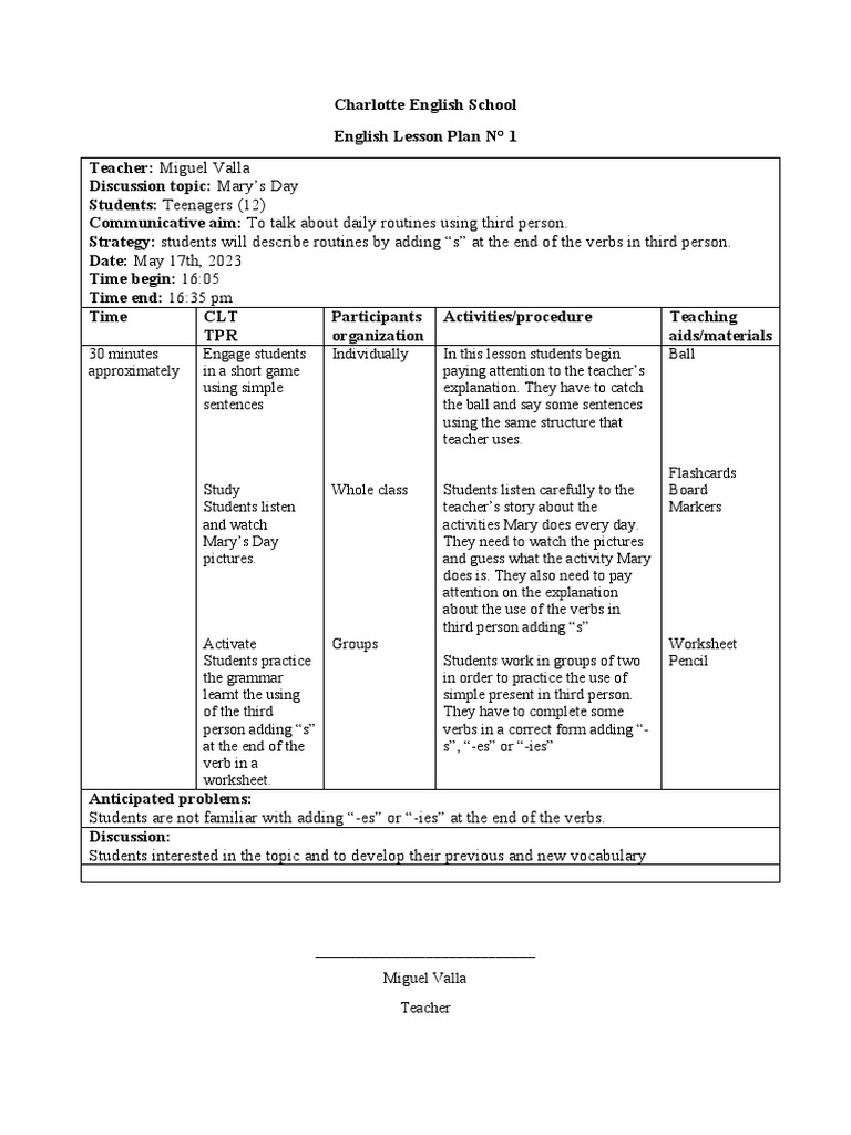 Demo class simple present pdf