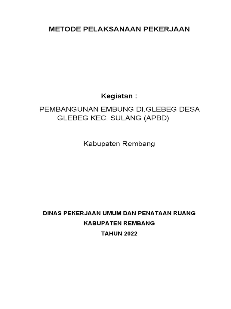 Metode Pelaksanaan EMBUNG | PDF