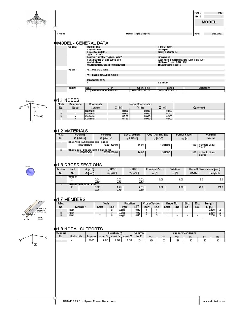 Pipe Support_Calculation Report PDF Young's Modulus Mechanics