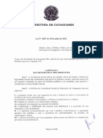 Lei n° 4.867 de 2022- Dispõe sobre a política pública de Assistência Social do Município de Cataguases - SUAS