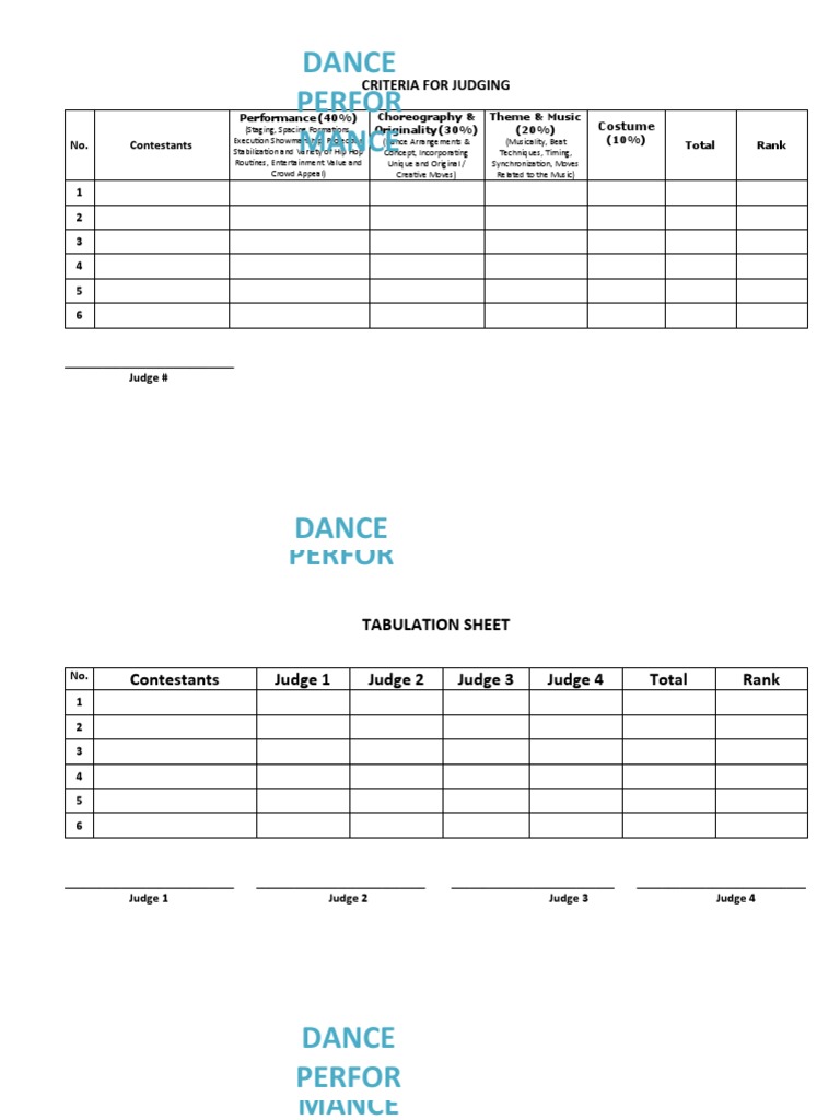 Criteria For Judging Dance Contest | PDF