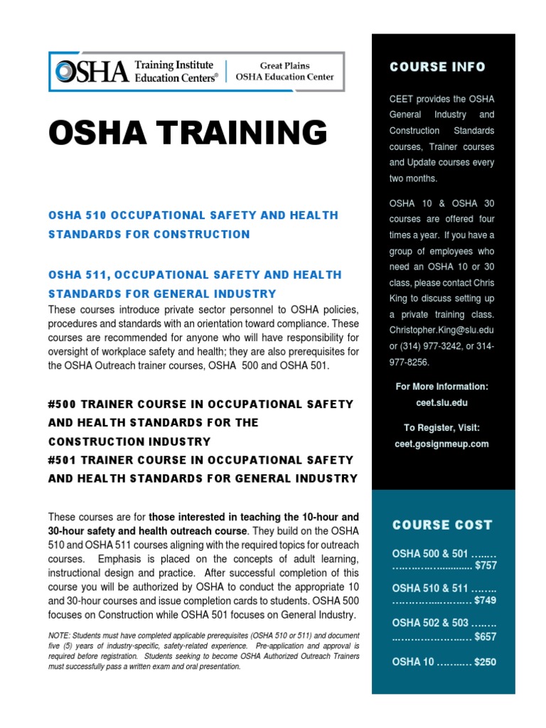Osha Training PDF Occupational Safety And Health Administration