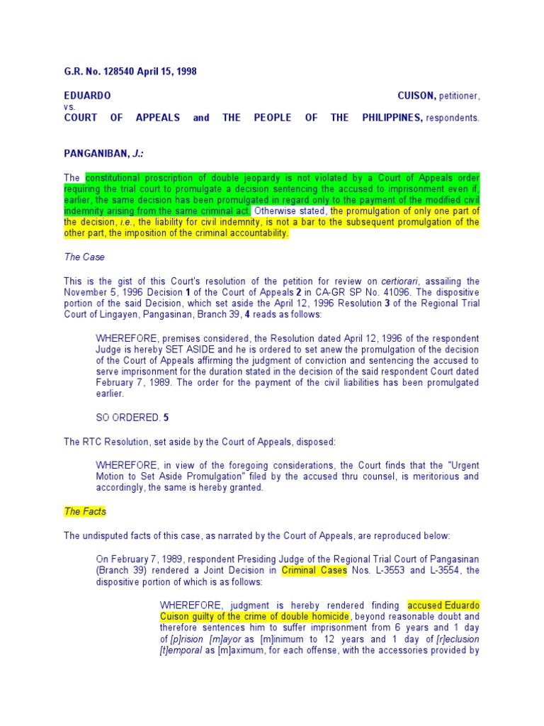 Double Jeopardy Cases Full Text PDF Double Jeopardy Mandamus