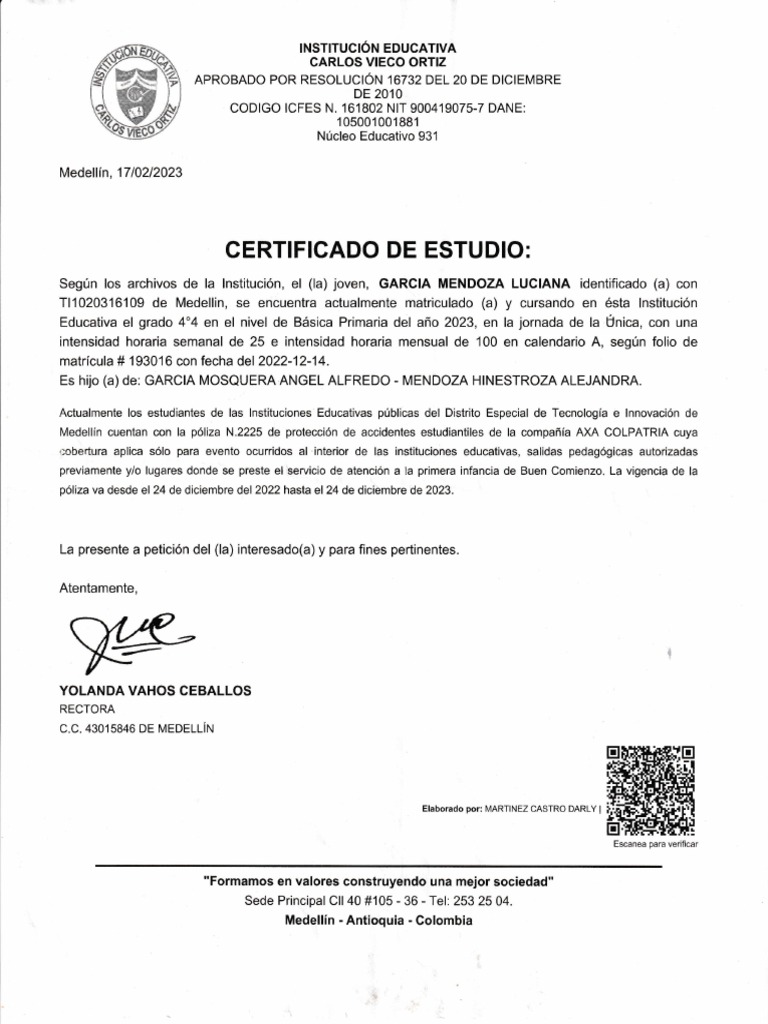 Certificado de Estudio Luciana Garcia PDF