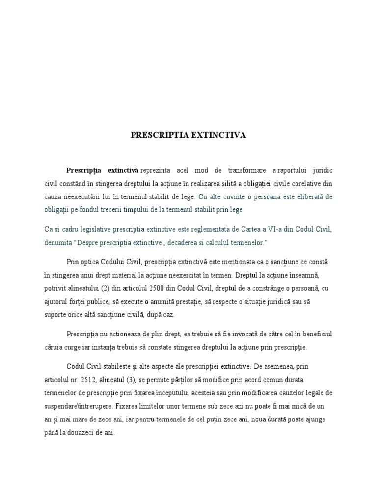 Prescriptia Extinctiva Si Cea Achizitiva | PDF