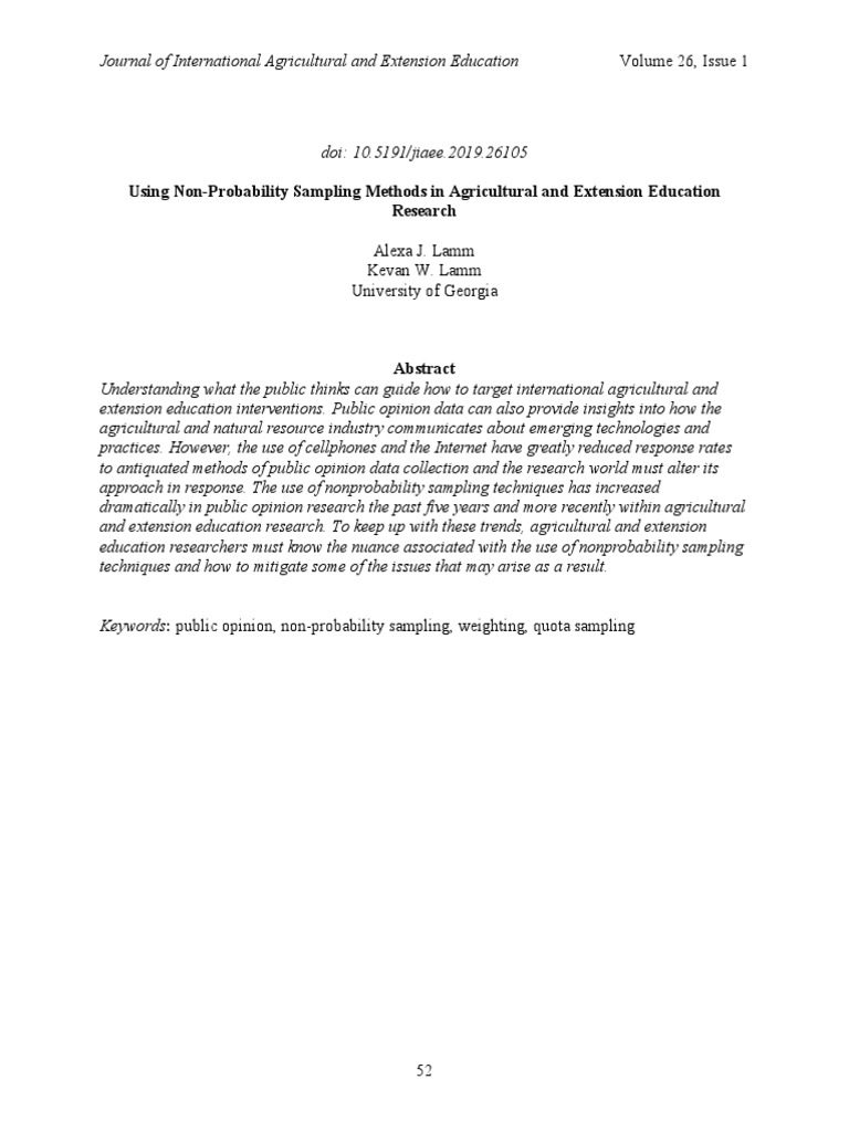 Non-Probability Sampling in Ag Education | PDF | Sampling (Statistics ...