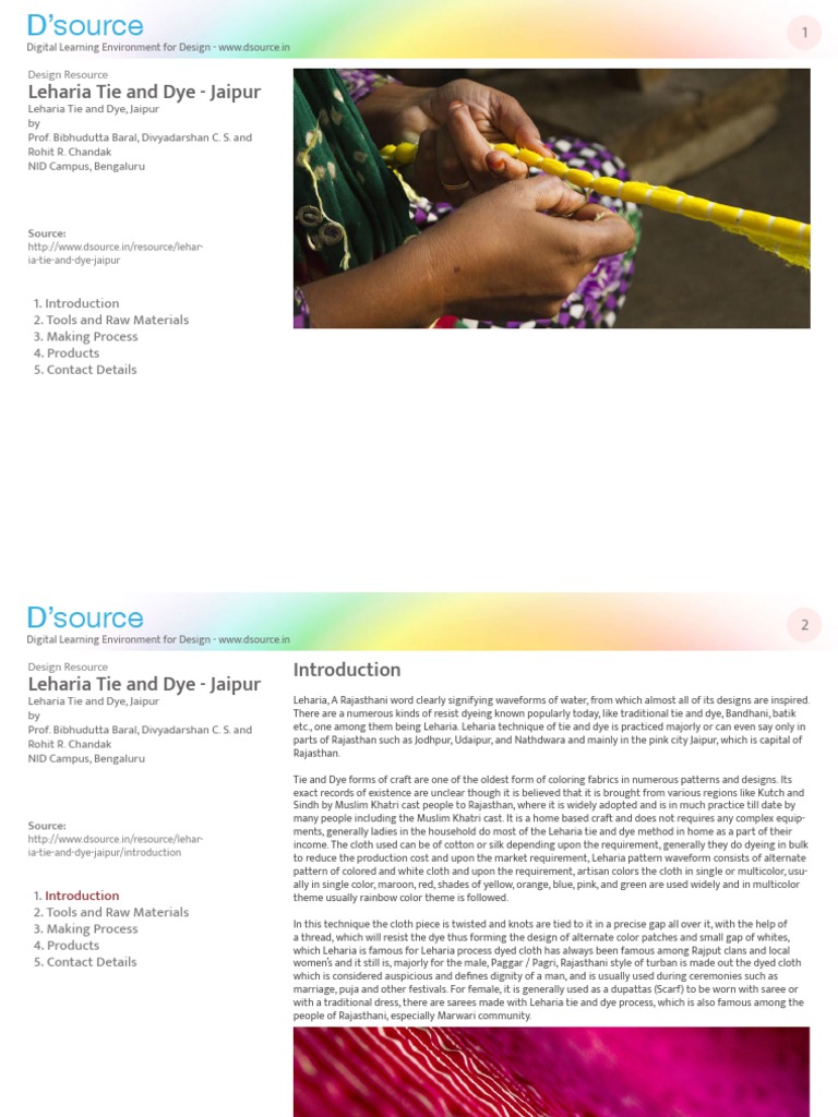 Leharia Tie and Dye Technique Guide | PDF | Dyeing | Textiles