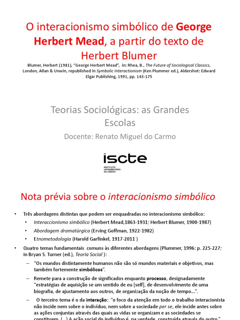 H. Mead Por H. Blumer - Interacionismo-Simbólico | PDF | Sociologia ...