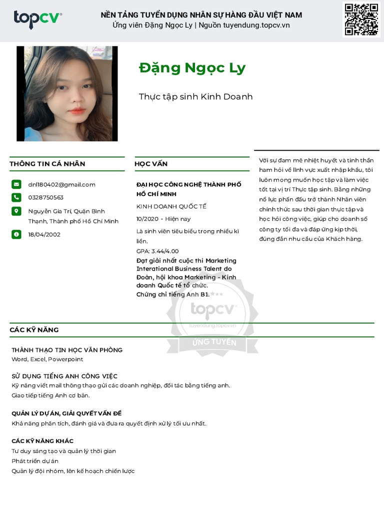 Dang Ngoc Ly TopCV - VN 250223.154118 | PDF