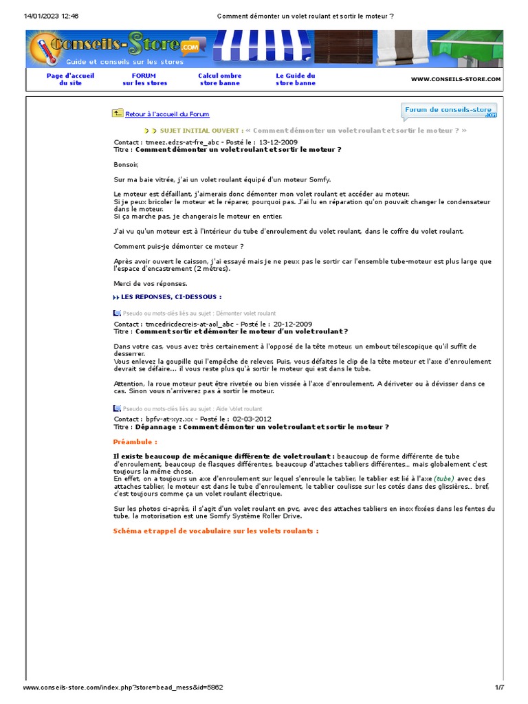 Démonter un Volet Roulant Électrique | PDF | Forum Internet | Machine