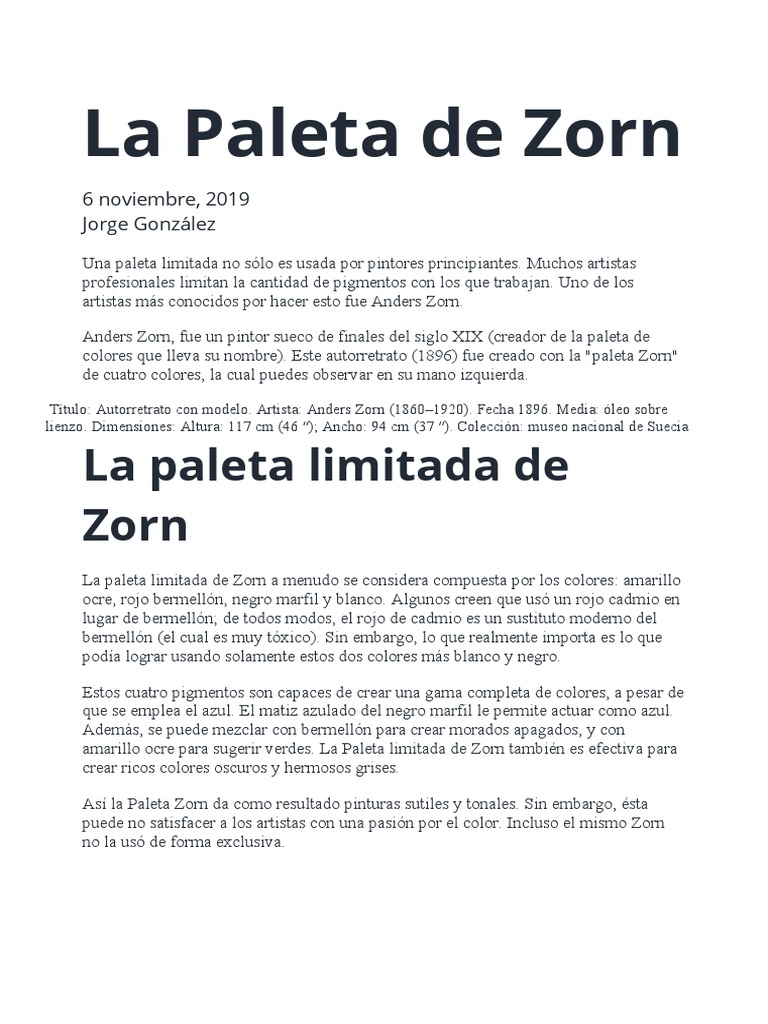 La Paleta de Zorn PDF
