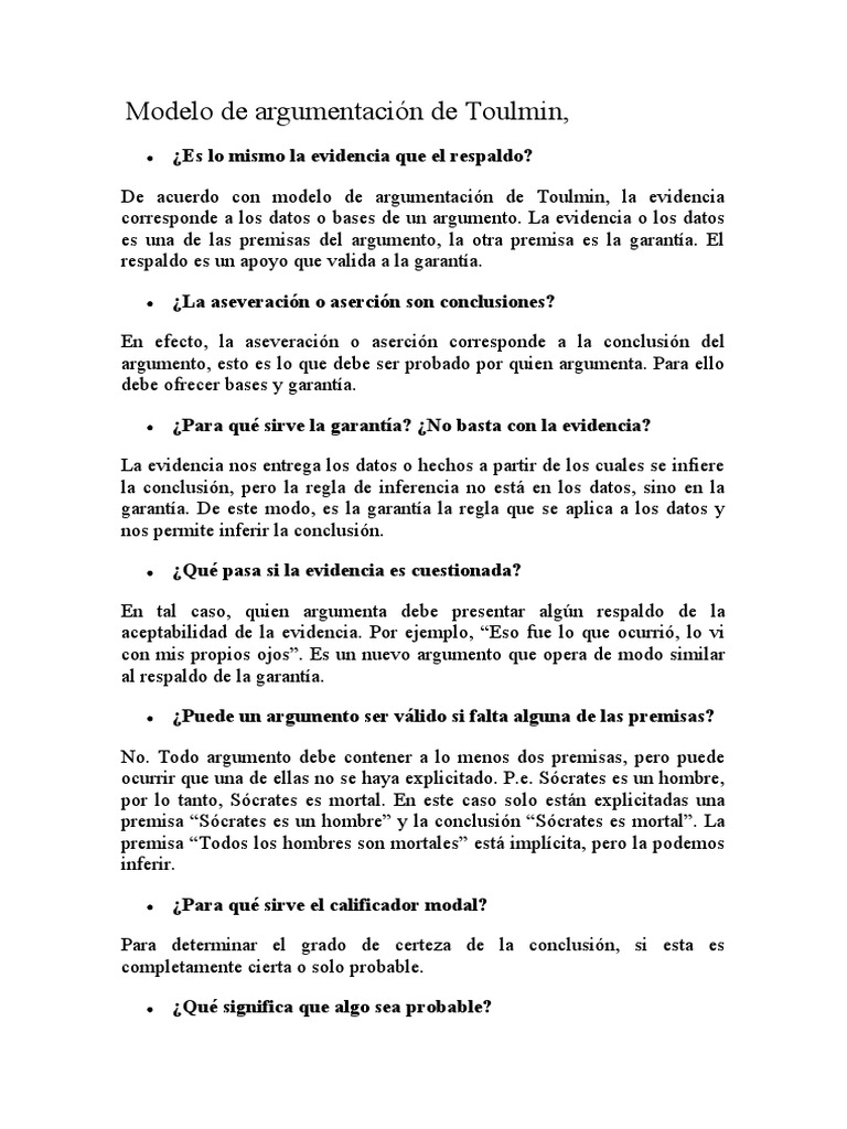 Modelo de Argumentación de Toulmin PDF