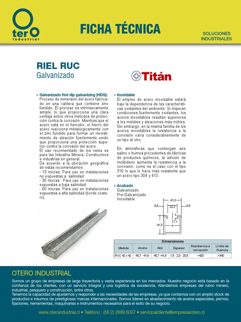 Rieles Galvanizados RUC 42x42 | PDF | Acero | Corrosión