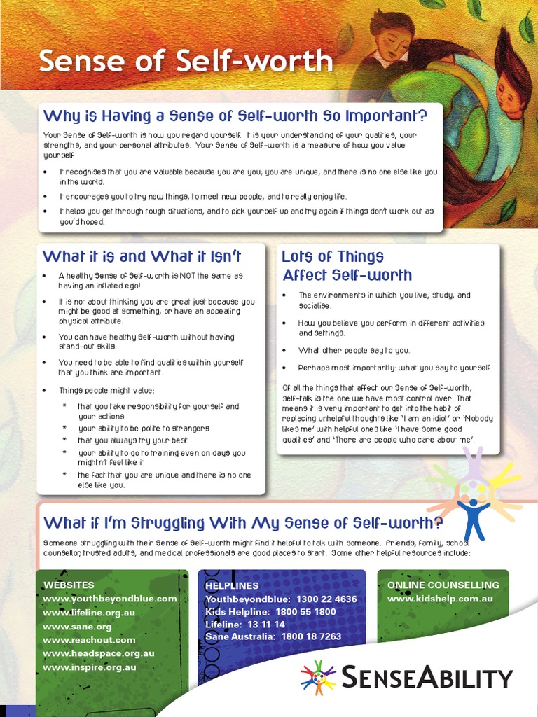 Sense Of Self Worth Hand Out Download Free Pdf Self Esteem Self