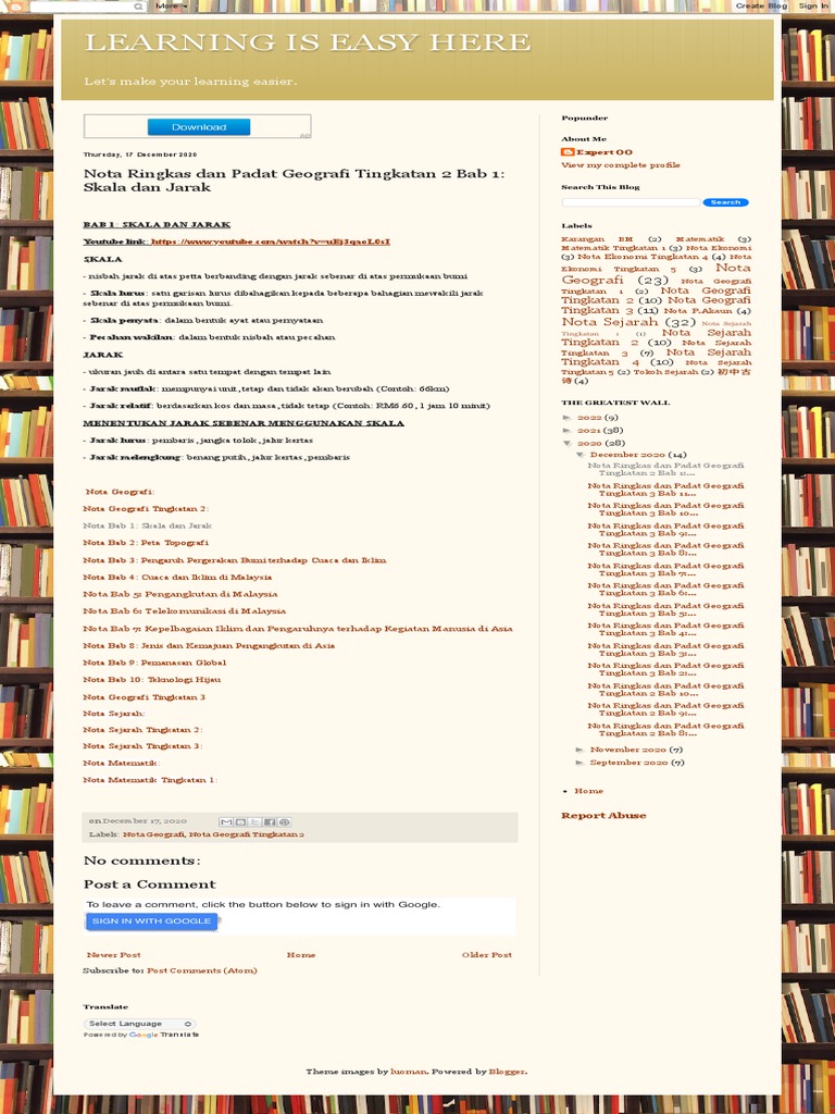 Learning Is Easy Here Nota Ringkas Dan Padat Geografi Tingkatan 2 Bab 1