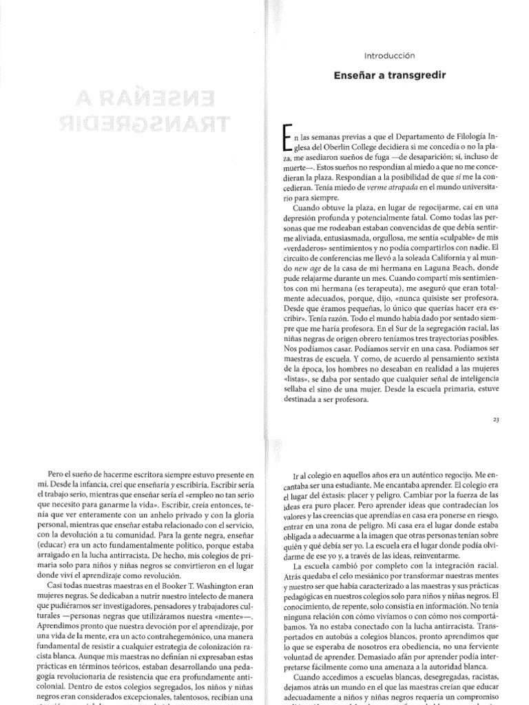 Lectura b sica 3 2 2 1 bell hooks ense ar a transgredir pdf