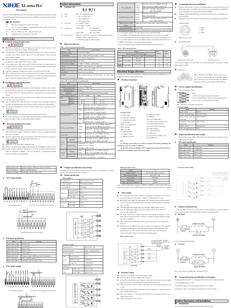 XL Series PLC Product Manual Overview | PDF