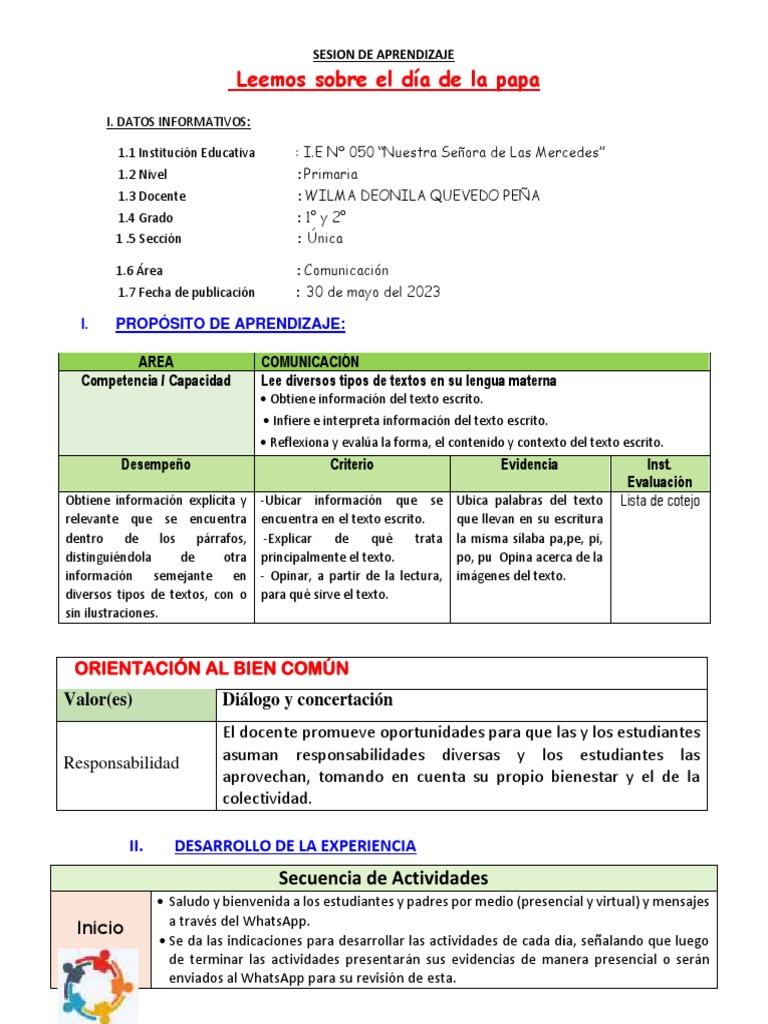 Aprendizaje sobre el Día de la Papa | PDF | Evaluación | Aprendizaje