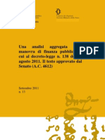 Testo analisi aggregata della manovra di finanza pubblica di cui al decreto-legge n. 138 del 13 agosto 2011 (A.C. 4612) 