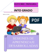 Sesiones de Aprendizaje Del 29 de Mayo Al 02 de Junio - Quinto Grado 2023