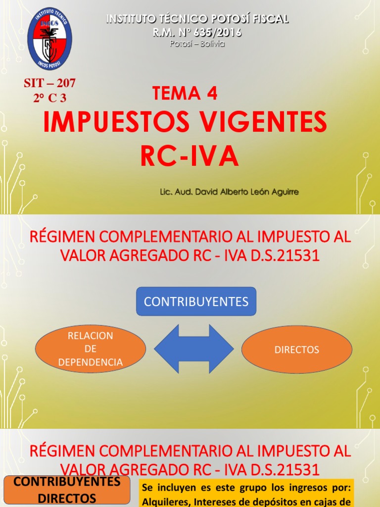 Rc-Iva Presentacion | PDF | Impuestos | Impuesto al valor agregado