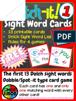 Sight Word Card Game Dobble Spot Ittypegame Set 1