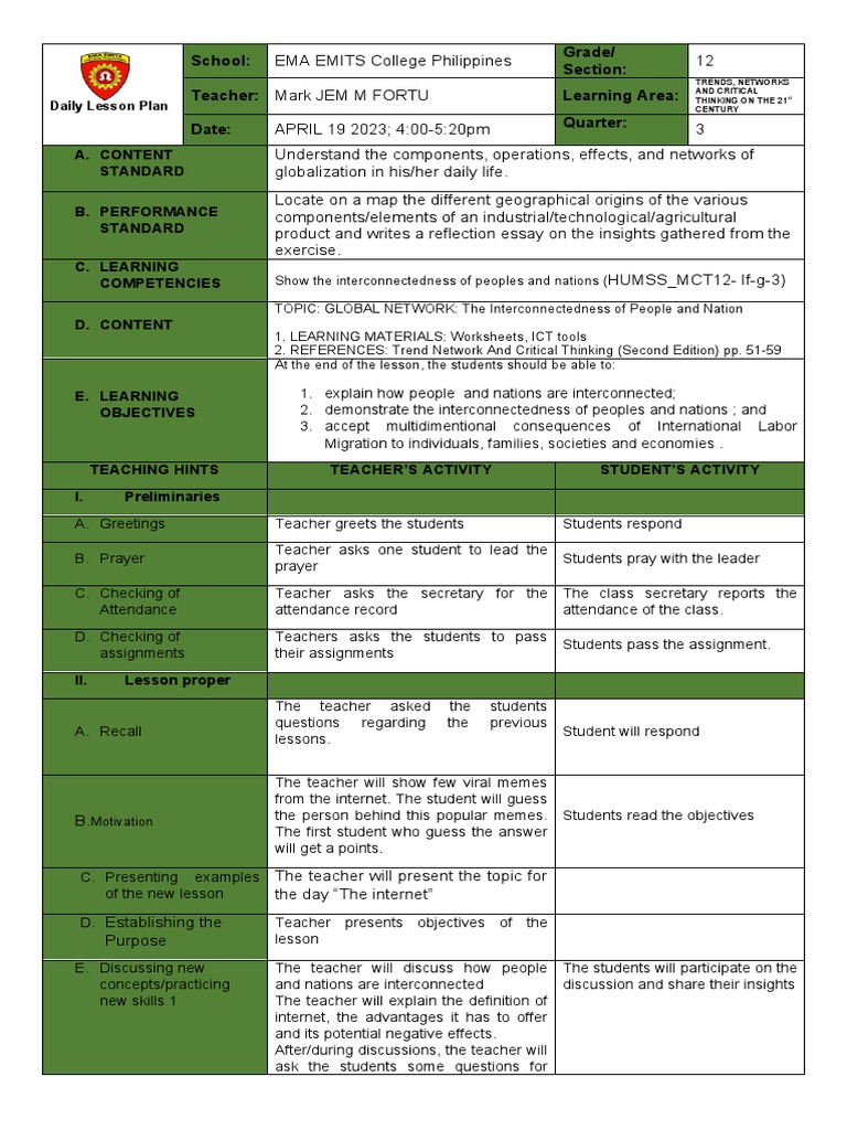 HUMMS - MCT12 If G 3 | PDF | Teachers | Educational Technology