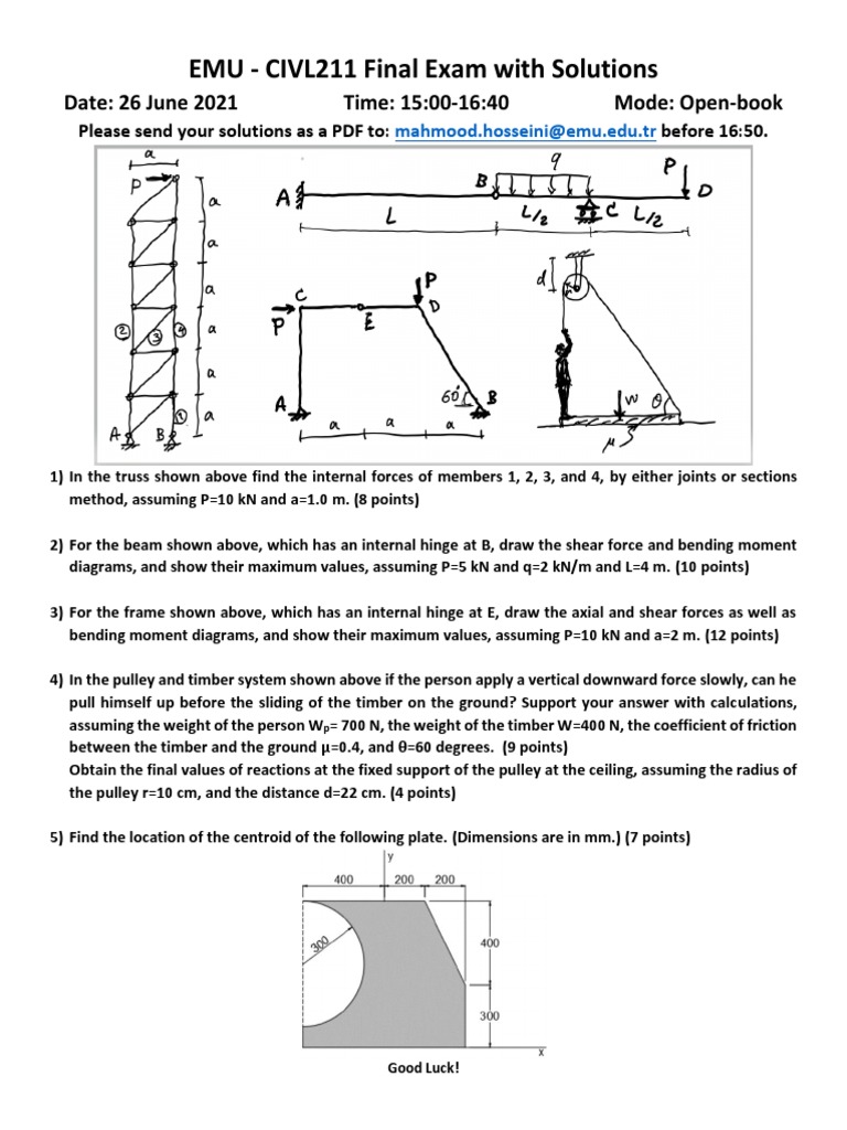 CIVL211 Final Exam Solutions Guide | PDF