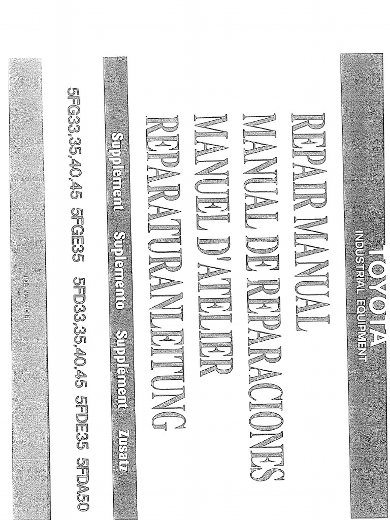 MANUAL REPARACION TOYOTA 5 FD 33-45 (Supl.) Ref. C 4014 | PDF